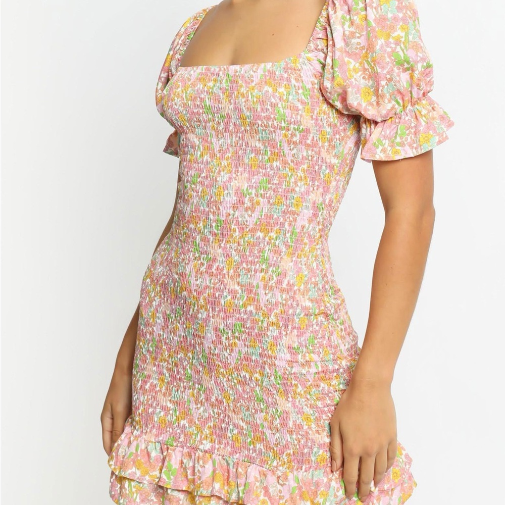 Showpo Pink and Green Floral Mini Dress